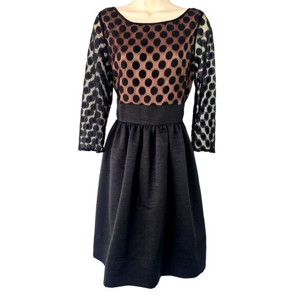 ✨Eliza J Black on Nude Polka Dot Mesh Dress Size 10✨ - Picture 7 of 16